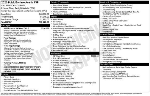 Ebony Twilight Metallic 2026 Buick Enclave Avenir