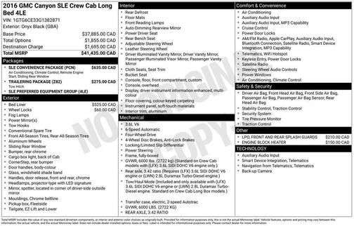 Black 2016 GMC Canyon SLE