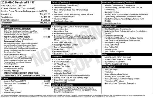 Volcanic Red 2026 GMC Terrain AT4