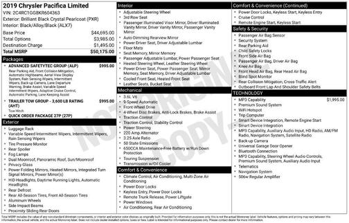 Brilliant Black Crystal Pearlcoat 2019 Chrysler Pacifica Limited