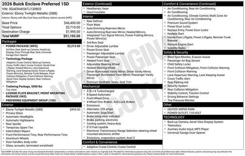 Ebony Twilight Metallic 2026 Buick Enclave Preferred