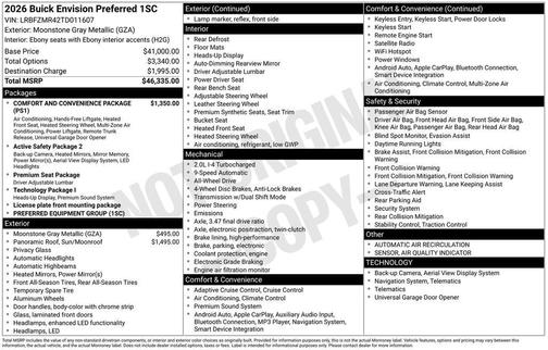 Moonstone Gray Metallic 2026 Buick Envision Preferred