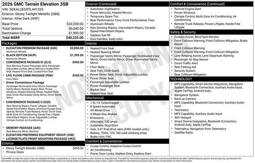 Ebony Twilight Metallic 2026 GMC Terrain Elevation