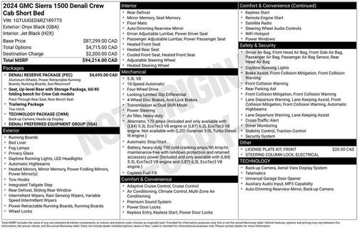 Onyx Black 2024 GMC Sierra 1500 Denali