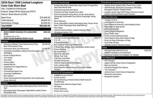 Bright White Clearcoat 2026 RAM 1500 Longhorn