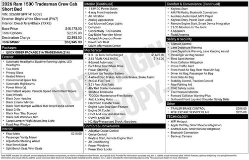 Bright White Clearcoat 2026 RAM 1500 Tradesman