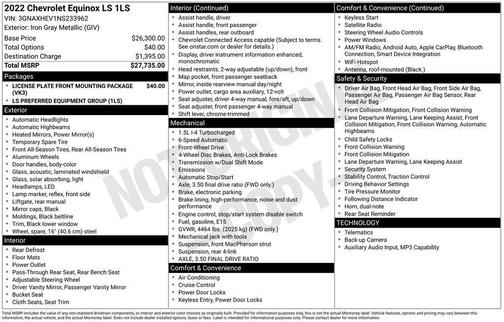 Gray 2022 Chevrolet Equinox LS