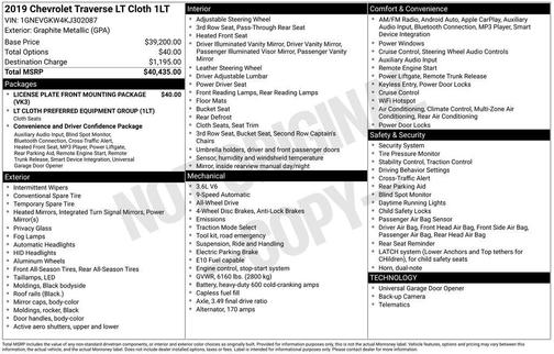 2019 Chevrolet Traverse LT Cloth