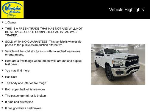 Bright White Clearcoat 2020 RAM 2500 Tradesman Crew Cab 4x4 6'4' Box
