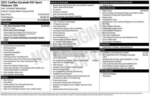 2021 Cadillac Escalade ESV Sport Platinum