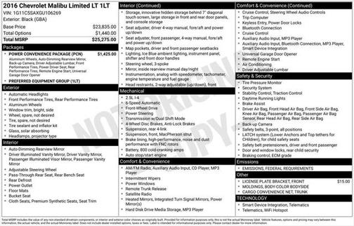 2016 Chevrolet Malibu Limited LT