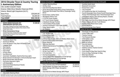 2016 Chrysler Town & Country Touring-L