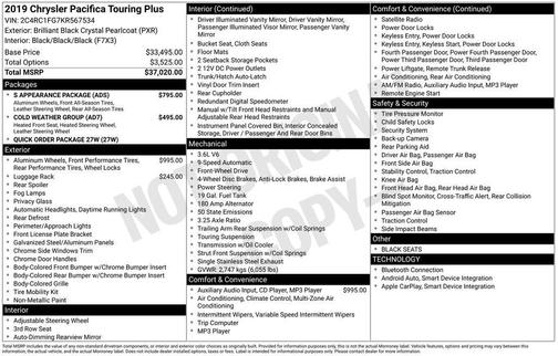 2019 Chrysler Pacifica Touring Plus