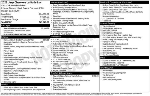 Diamond Black Crystal Pearlcoat 2022 Jeep Cherokee Latitude Lux