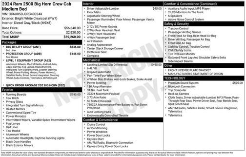 2024 RAM 2500 Big Horn Crew Cab 4x4 6'4' Box
