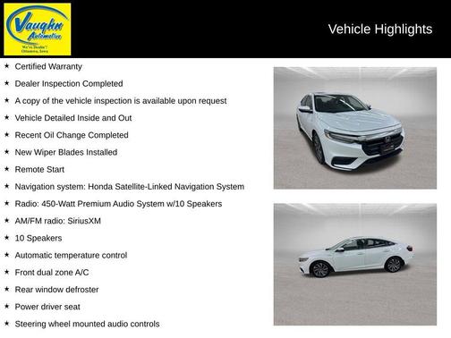 Platinum White Pearl 2022 Honda Insight Touring