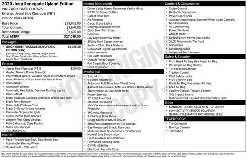 2020 Jeep Renegade Upland