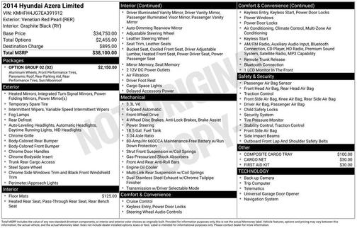 2014 Hyundai Azera Limited