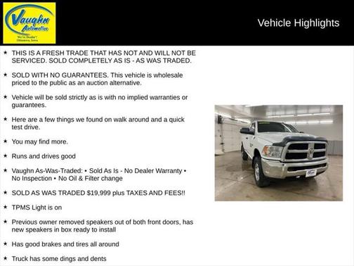 2017 RAM 2500 Tradesman Regular Cab 4x4 8' Box