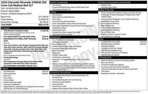 Black 2025 Chevrolet Silverado 2500 4WD Crew Cab Standard Bed ZR2