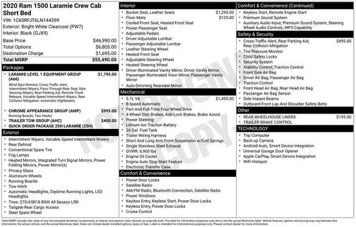 Bright White Clearcoat 2020 RAM 1500 Laramie