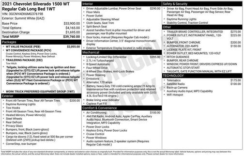 Summit White 2021 Chevrolet Silverado 1500 WT