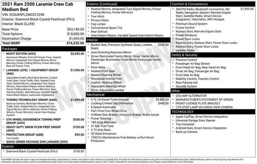 2021 RAM 2500 Laramie Crew Cab 4x4 6'4' Box