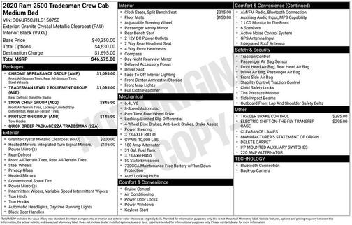 Granite Crystal Metallic Clearcoat 2020 RAM 2500 Tradesman Crew Cab 4X4 6'4' Box
