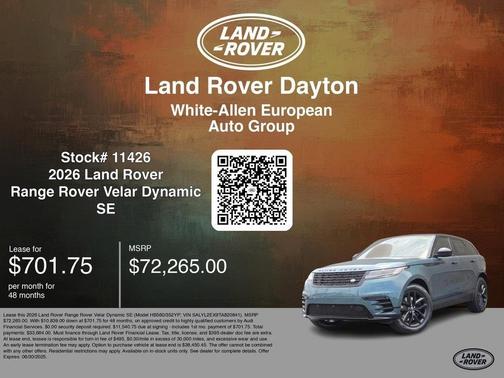 2026 Land Rover Range Rover Velar P250 Dynamic SE