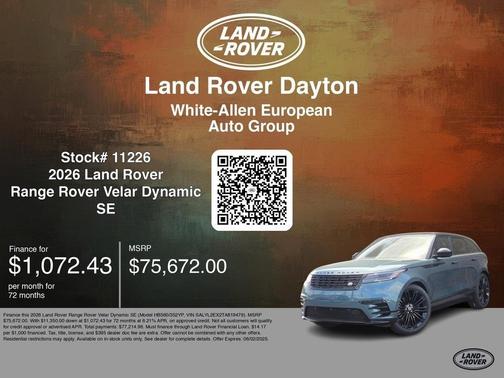 2026 Land Rover Range Rover Velar P250 Dynamic SE