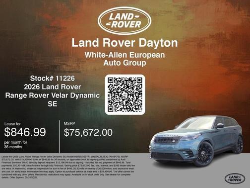 2026 Land Rover Range Rover Velar P250 Dynamic SE