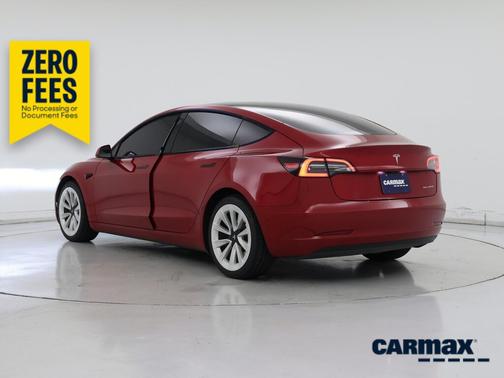 Red 2021 Tesla Model 3 Long Range