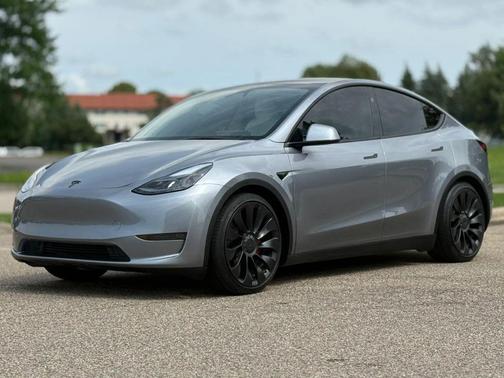 Silver 2025 Tesla Model Y Performance Sport Utility 4D