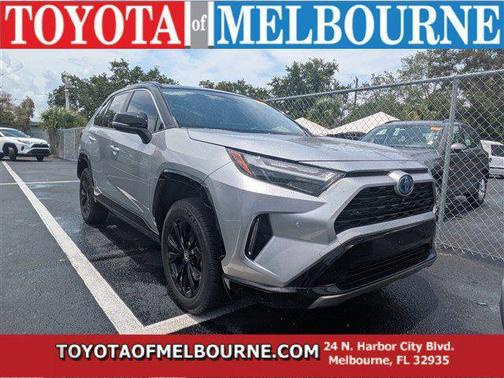 Silver Sky Metallic/Midnight Black Metallic 2024 Toyota RAV4 Hybrid SE