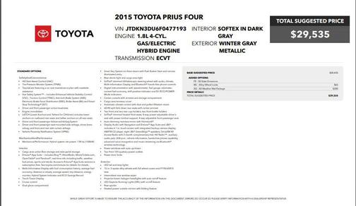 Winter Gray Metallic 2015 Toyota Prius Four