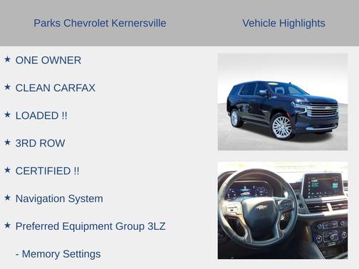 Dark Ash Metallic 2024 Chevrolet Tahoe 4WD High Country