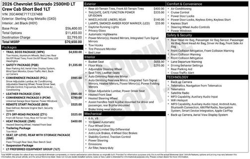 Sterling Gray Metallic 2026 Chevrolet Silverado 2500 LT