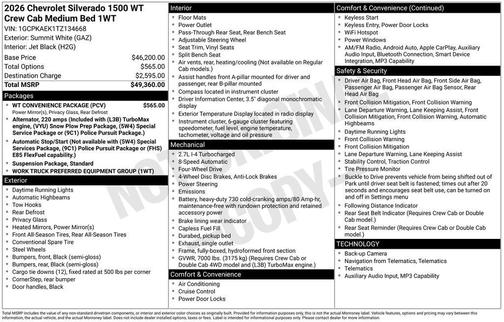 2026 Chevrolet Silverado 1500 WT