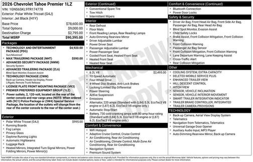 2026 Chevrolet Tahoe Premier