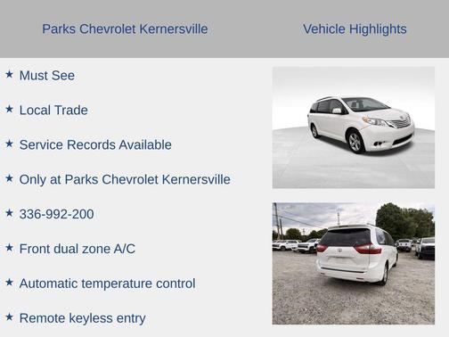 Super White 2015 Toyota Sienna LE