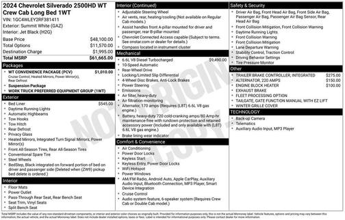 Summit White 2024 Chevrolet Silverado 2500 WT
