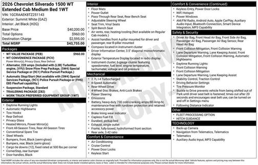 2026 Chevrolet Silverado 1500 WT