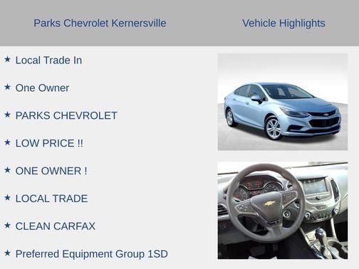 Arctic Blue Metallic 2018 Chevrolet Cruze LT