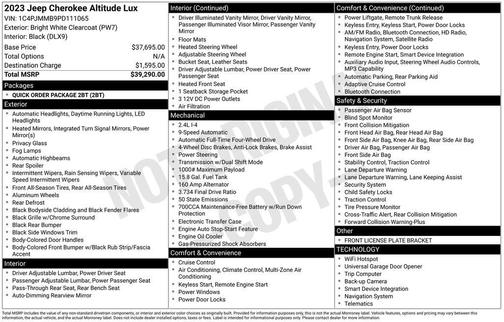 Bright White Clearcoat 2023 Jeep Cherokee Altitude