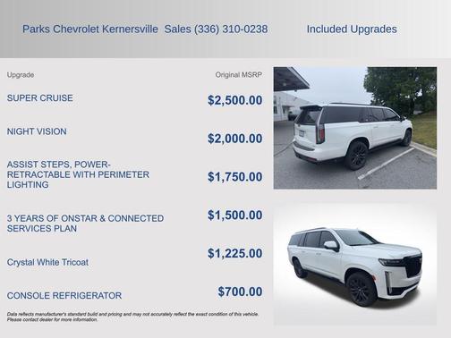 Crystal White Tricoat 2023 Cadillac Escalade ESV Sport Platinum
