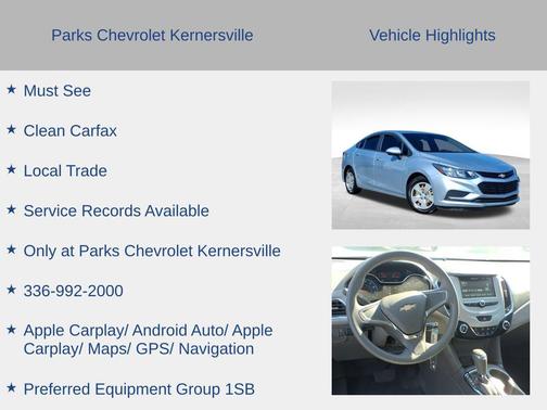 Arctic Blue Metallic 2018 Chevrolet Cruze LS