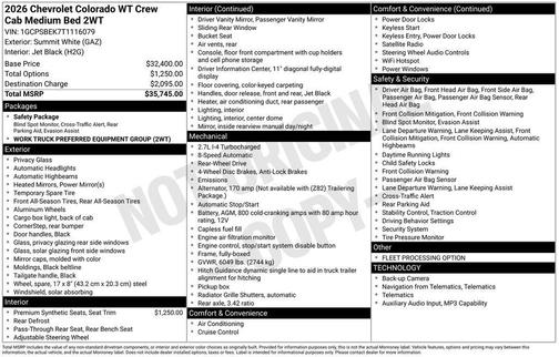2026 Chevrolet Colorado WT