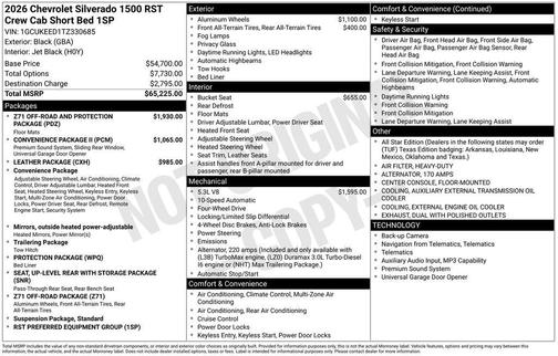 Black 2026 Chevrolet Silverado 1500 RST