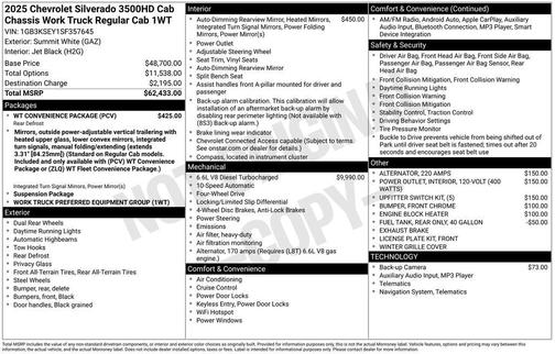 Summit White 2025 Chevrolet Silverado 3500 WT