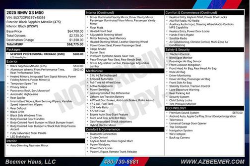 Black Sapphire Metallic 2025 BMW X3 M50 xDrive